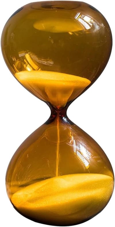 Zandloper Glas - Uurwerk Decoratie - Tijd Beheer - Mondgeblazen Glas - 15 cm Hoog - Naturel