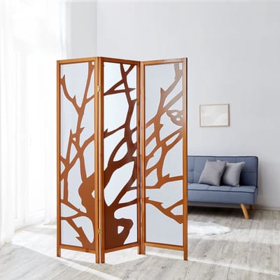 Homestyle4u Kamerscherm - 130,5x175 cm - bruin - 3-delig - houten decoratie