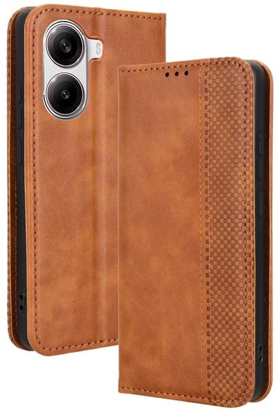Coverup Hoesje - Geschikt voor Xiaomi Poco X7 Pro Hoesje - Coverup Vintage Style Book Case - Bruin