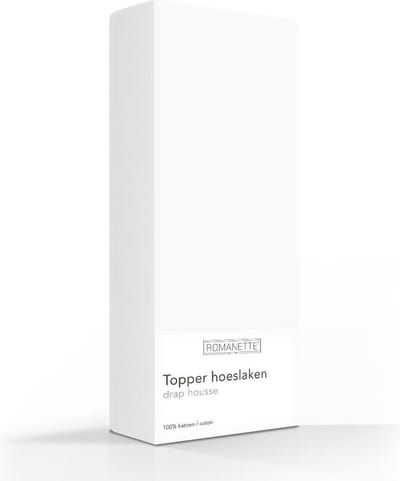 Romanette Topper Hoeslaken Hoge hoek wit 100% Katoen 1-persoons DE XXL 100x220