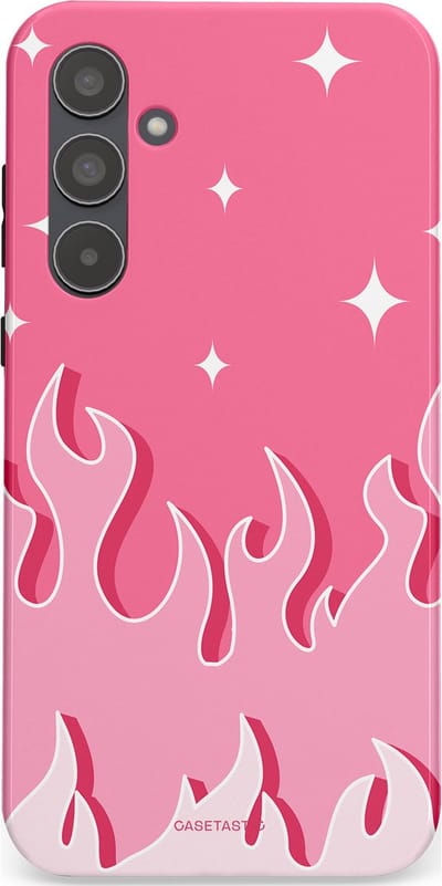 Casetastic Hoesje Geschikt voor Samsung A55 - Stijlvolle Beschermende Duo-layer Case - Roze Vlammen