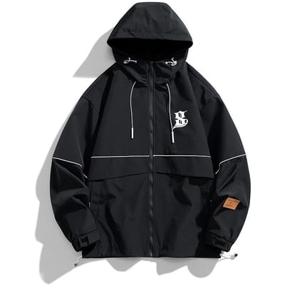 Veste Homme Printemps Nouvelle Capuche Sport Couleur Unie Haut Tendance Homme Grande Taille Veste 4XL noir
