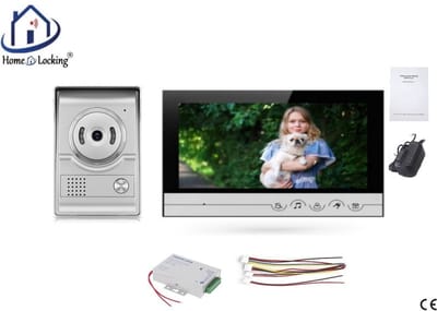 Home-Locking complete deur intercom/videofoon met 1 binnen 9" paneel en elektro box 12VDC voor aansluiting elektrisch slot.DT-2221-1E-1