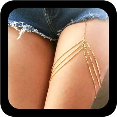 Allecto - Beenketting - Gouden Multilaagse Thigh Chain - Sexy Bikini Body Jewelry - Dames - Modeaccessoire - Sieraden voor Dames - Goud