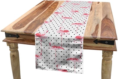 ABAKUHAUS Retro Tafel-loper – Flamingo-puntjes – 40 x 225 cm