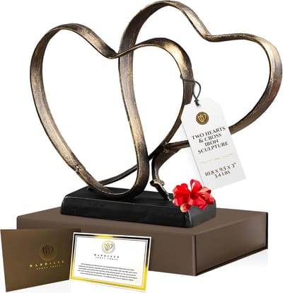 Decoratieve Izeren Hart Sculptuur voor Huwelijksverjaardag - Geschenk met Gedichtkaart