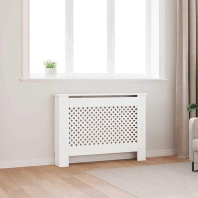 Radiatorbekleding - Verwarmingsafdekking - Decoratieve Opbergruimte - Modern Lamellendesign - 112 x 19 x 815 cm - Wit