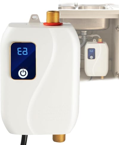 Doorstroomboiler - Elektrische boiler - Warm water direct - Digitaal display - Compact formaat - Wit