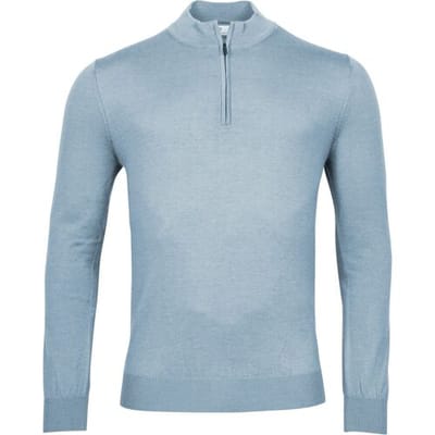 Thomas Maine Trui Skipper Half Zip Single Knit Fine Merino Licht Blauw / male