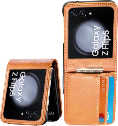 Book Case Hoesje geschikt voor Samsung Galaxy Z Flip 5 - Flip Hoes Cover - Portemonnee Bruin