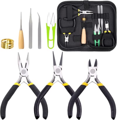 Professionele 6-delige set voor sieraden maken met naalden, tangenset, draadknippers en crimping tools