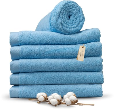 Miss Towels 70x140 Handdoeken Set 6 st. - 5 sterren Hotelkwaliteit - Badtextiel - Luxe Badhanddoeken - Zachte Badlakens - HemelsBlauw - Made in Portugal