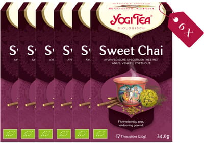 Yogi Tea Sweet Chai - Biologische Kruidenthee met Venkel, Anijs en Zoethout voor Een Zoete en Kruidige Chai-ervaring - Tray van 6 Stuks