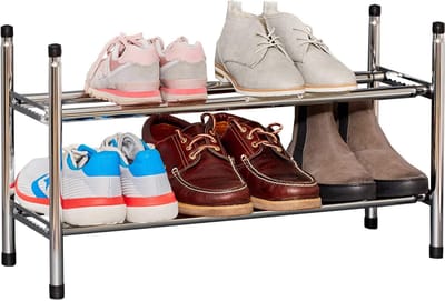 it Store it Uitschuifbaar Metalen Schoenenrek - Ruimtebesparend & Stapelbaar, Ideaal voor 10 Paar Schoenen, Stevig en Elegant Ontwerp in Chroom