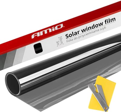 AMiO Autoraam Folie Tint Vinyl Zwart 50x300cm (60%) - Zwarte Ramenfolie voor Zonwering en Privacy met Tool