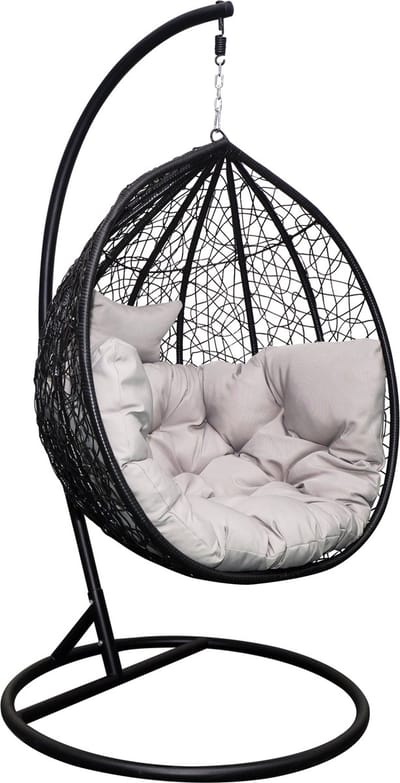 arash® XXL Egg Hangstoel – Hangstoel met standaard – Egg Chair – tot 150kg – Lichtgrijs