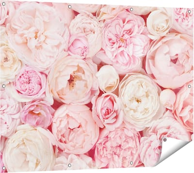 Gards Tuinposter Witte Roze Rozen Boeket - Bloemen - 120x90 cm - Tuindoek - Tuindecoratie - Wanddecoratie buiten - Tuinschilderij