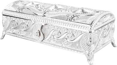 Grote Vintage Sieradendoos Met Fluwelen Voering - Antiek Sieradenkistje met Decoratief Patroon