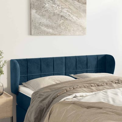 vidaXL - Hoofdbord - met - randen - 147x23x78/88 - cm - fluweel - donkerblauw