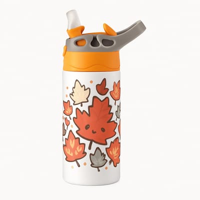 Minimalistische Drinkfles – Stijlvolle Drinkfles voor Design Liefhebbers - Waterfles voor kinderen (wit/oranje)