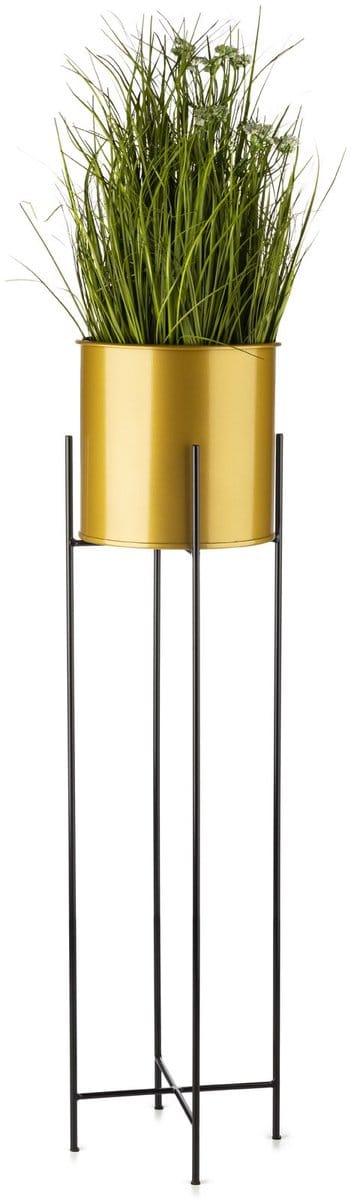 LoftPlant Modern - Plantenstandaard - Modern loftdesign - Staalconstructie - Zwart met gouden inzet - 95 cm