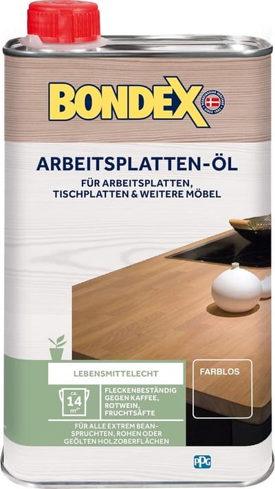 Bondex Werkblad Olie 0,25l | Voedselveilig | Houtolie voor werkbladen | Meubelolie op basis van plantaardige grondstoffen