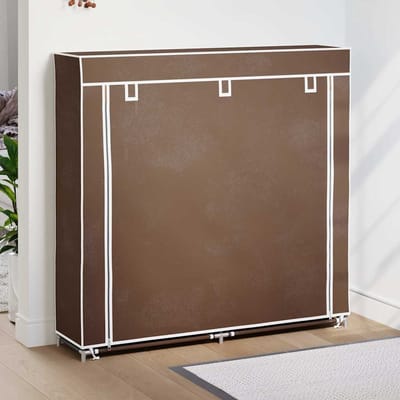 vidaXL - Schoenenkast - met - hoes - 115x28x110 - stof - bruin