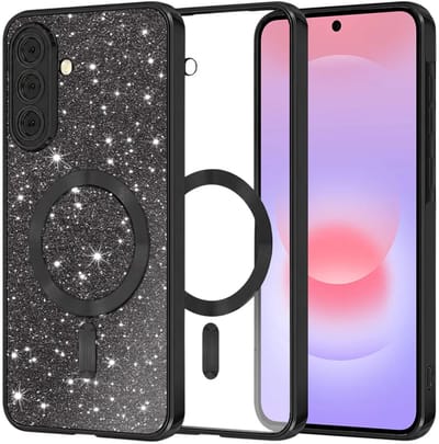 Hoesje geschikt voor Samsung Galaxy A37 - Techsuit Luxury Glitter Back Cover - Geschikt voor MagSafe - Zwart