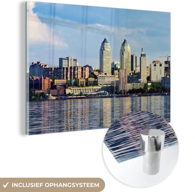 ® Glasschilderij 180x120 cm - Schilderij acrylglas - Schitterende skyline van Dnipro in Oekraïne - Foto op glas - Muurdecoratie woonkamer - Wanddecoratie slaapkamer - Schilderijen