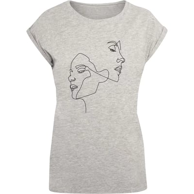 Mister Tee - One Line Extended Shoulder Dames Tshirt - S - Grijs