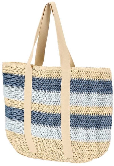 Sarlini Strandtas Naturel/Denim gestreept