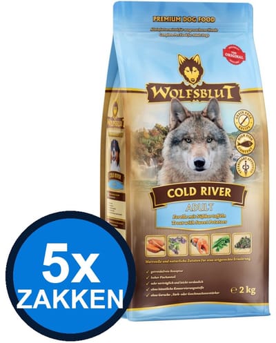 5x Wolfsblut - Adult Cold River - Hondenvoer Droogvoer - 2 kg