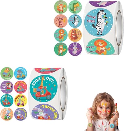 1000 stickers voor kinderen en leerkrachten, beloningsstickers, schoolstickers, dierenstickers, creatieve materialen voor de klas