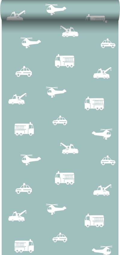 Walls4You behang voertuigen blauw - 935284 - 53 cm x 10,05 m