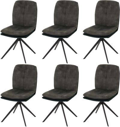Set van 6 eetkamerstoelen MCW-M68, keukenstoel met rugleuning, draaibaar, automatische positie, metaal, stof/textiel ~ groen