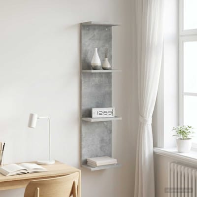 vidaXL - Wandplank - Betongrijs - 25 - x - 15 - x - 100 - cm - Bewerkt - hout