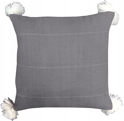 Grijze sierkussenhoes Woolly 45x45 cm met franjes