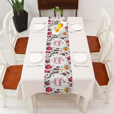 Rosh Hashanah Honing Shofar Hoorn Blad Linnen Tafelkleed Feest Decoratie Shana Tova Tafel Keuken Eetkamer Kleed Joods Nieuwjaar Decoratie 150x33cm
