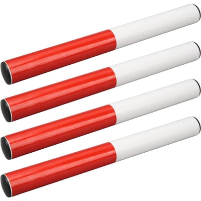 Lot de 4 bâtons de course pour enfants, bâtons en PVC rouge et blanc, pour relais d'athlétisme