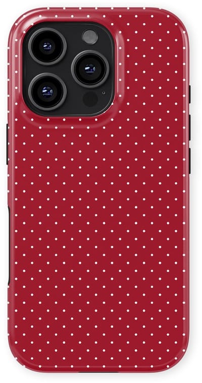 Micro Dots Tough Hoesje geschikt voor iPhone 16 Pro | Geschikt Voor Mag | Stippen Motief Backcover geschikt voor iPhone 16 Pro Red Velvet