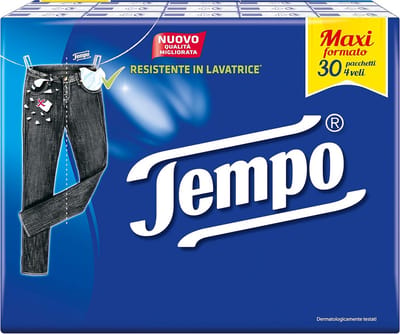 Tempo Zakdoekjes 4-Laags - 30 Verpakkingen van 9 - Zachte & Stevige Papieren Zakdoekjes voor Dagelijks Gebruik