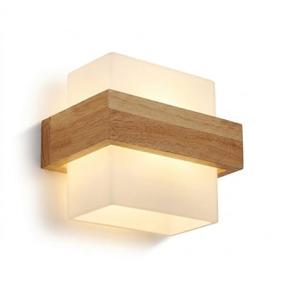 Stervia Wandlamp - Glazen Lampenkap - 1 Stuks - E27 Lamp - Binnen - Tot 10m² Verlichting - 3 Soorten Licht - Wit - 22 x 17 x 13 cm