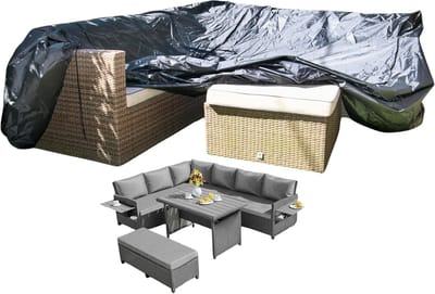 Famanu – Robuuste hoekbescherming van rotan bank - ademende Oxford-stof - afmetingen 208 x 106 x 204 cm - duurzaam materiaal - beschermt meubelranden tegen slijtage - stoten en beschadigingen