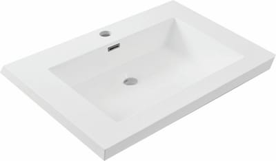 Wiesbaden Vision wastafel enkel met 1 kraangat 60x46x5,5 cm kunstmarmer glans wit