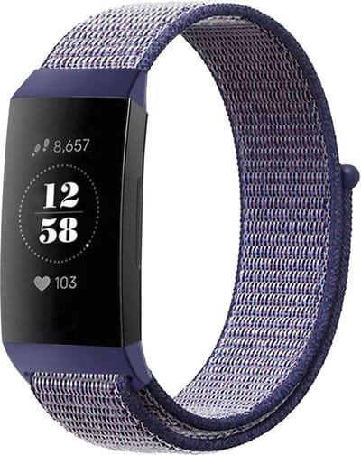 Strap-it Nylon bandje - geschikt voor Fitbit Charge 3 / Fitbit Charge 4 - donkerblauw