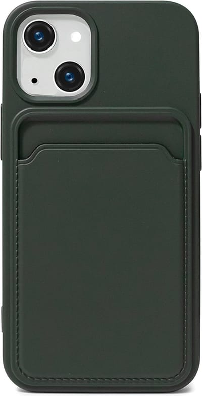 Hoesje Pasjeshouder geschikt voor iPhone 13 Groen - Siliconen Case Back Cover