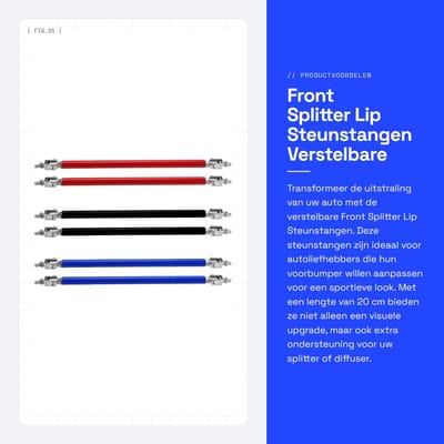 Dailygoods- Steunstangen Verstelbaar 20 cm - Auto Steunbalk - Splitter Diffuser - Strut Rod - Tie Bars - Schokbestendig - Stabilisatorstangen