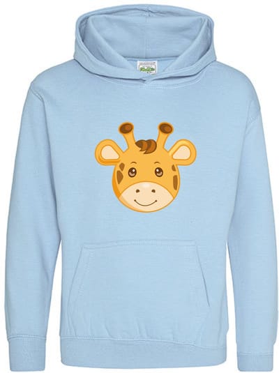 Pixeline Hoodie Giraffe Face Sky Blue 3-4 jaar - Pixeline - Trui - Stoer - Dier - Kinderkleding - Hoodie - Dierenprint - Animal - Kleding