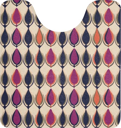 WC mat met uitsparing 55x60 cm - Antislip - Vintage - Retro - Kleurrijk - Toiletmat met uitsnijding - Vloermat - Douchemat - Toilet tapijt - Toiletmatten