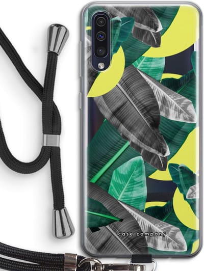 Hoesje met koord geschikt voor Samsung Galaxy A50 hoesje met Koord - Fantasie jungle - Telefoonhoesje met Zwart Koord - Bescherming aan alle Kanten en Over de Schermrand